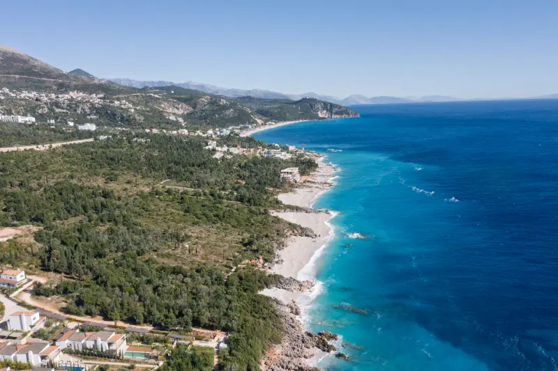 Aerial View Of Albanian Riviera Coast
