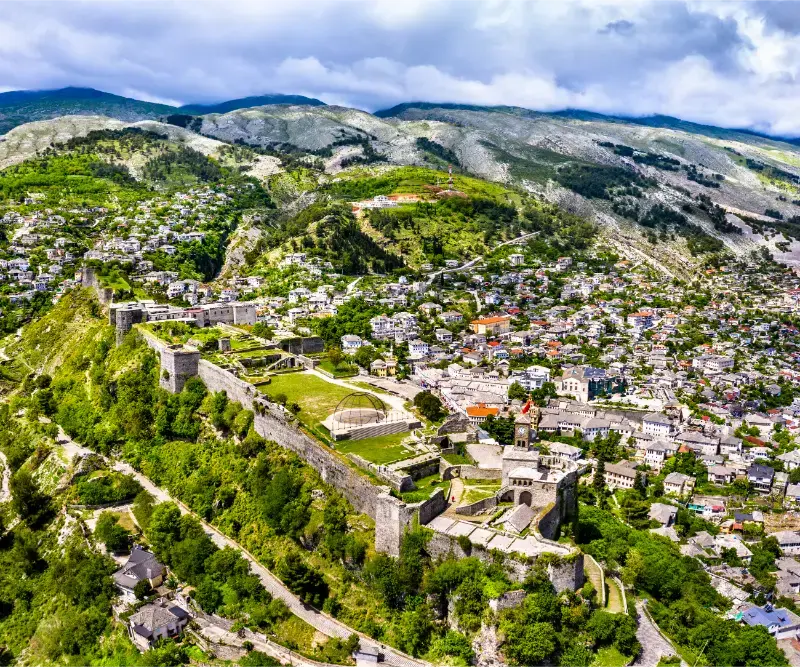 Aerial View Of Gjirokaster Fortress Albania