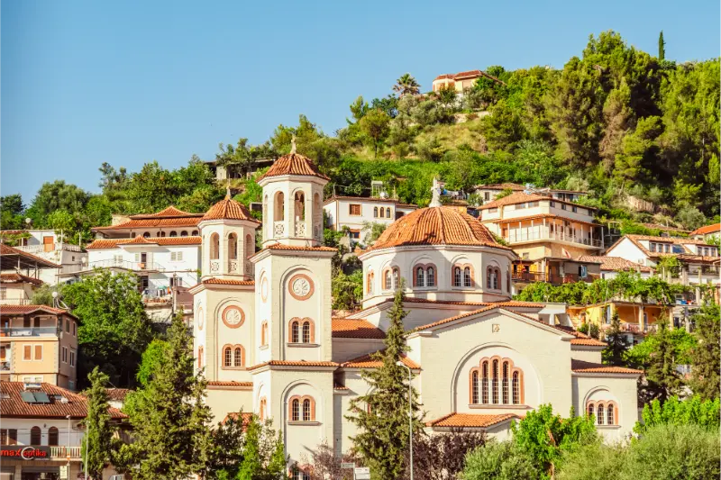 Albanian Old Berat View Berat Castle Walls Tiled Roofs Houses 7