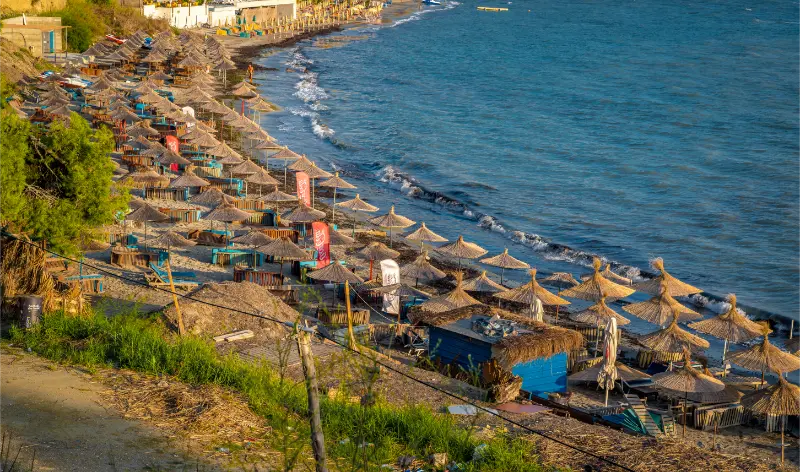 Currilave Beach Shoreline Hotels Durres Albania Sunset
