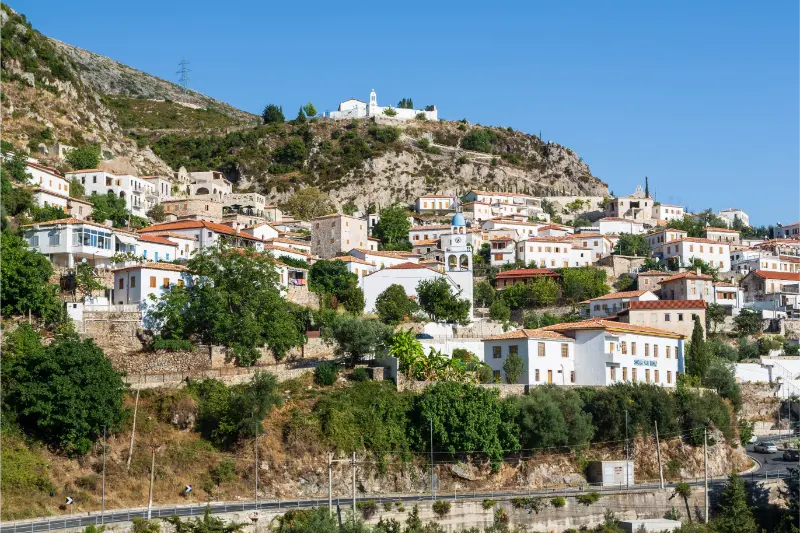 Dhermi Coastal Village with White Houses Albania