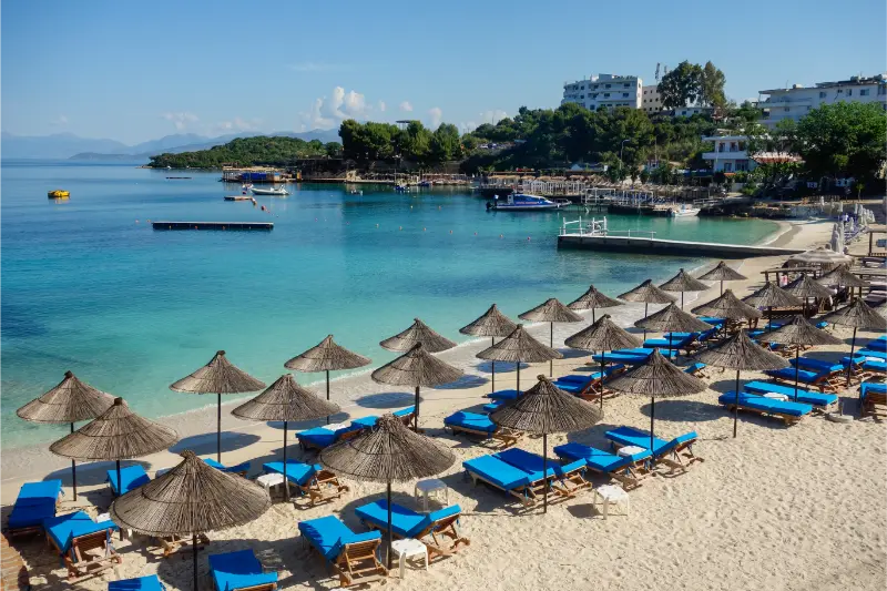Empty Beach Spring Season Albanian Riviera Ksamil