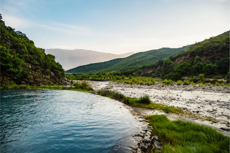 Stream Hot Sulfuric Water Thermal Baths Permet Albania Langarica Canyon Kadiut Bridge 2