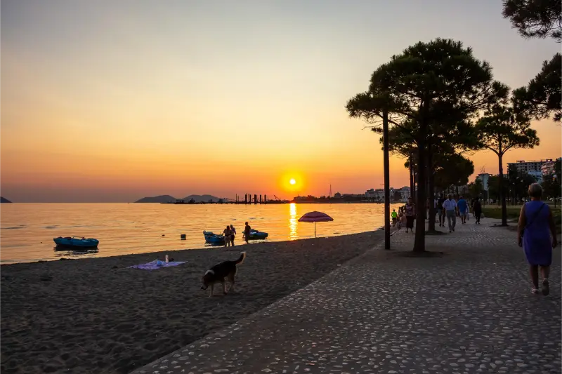 Vlore Albania Sea Coast Sunset View Dog Beach